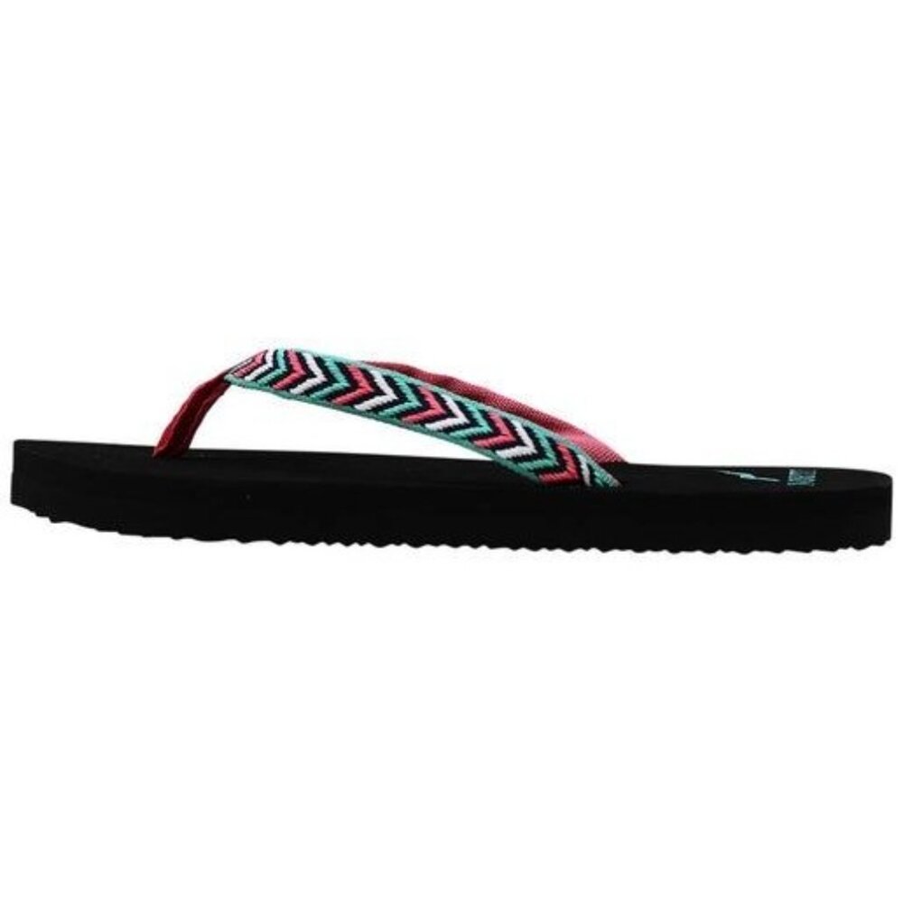 Norty Womens Black Chevron Flip Flop Sandals Size 6 With Red & Aqua Straps - Picture 8 of 8